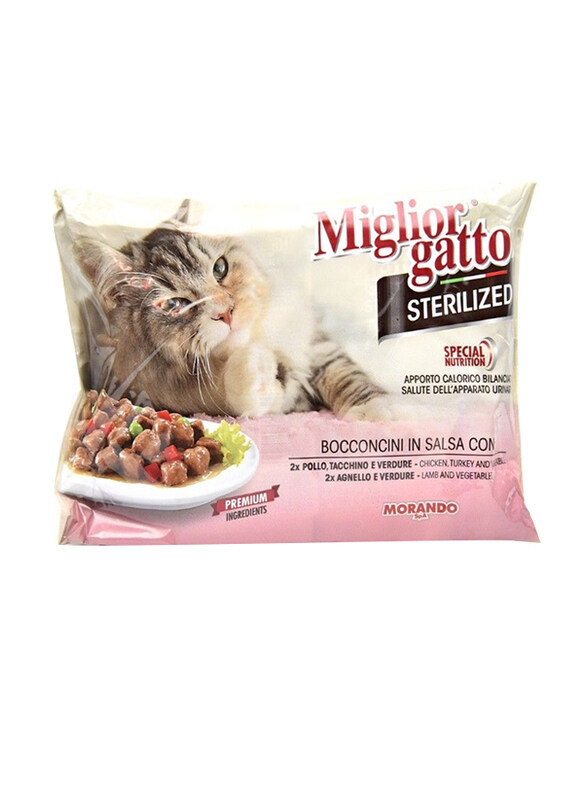 Miglior Gatto Sterilized Chunks in Gravy Chicken Turkey & Vegetables Cat Fod, 4 x 85g