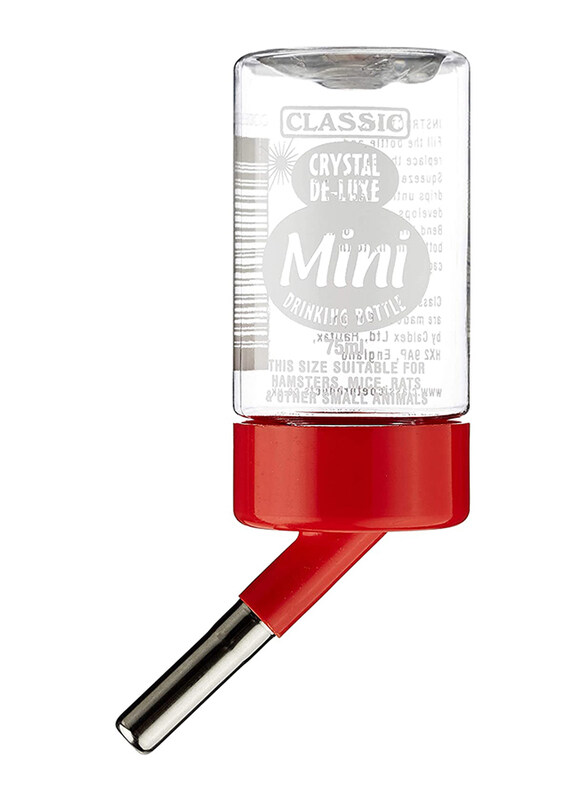 Classic Crystal Deluxe Mini Feeding Bottle for Small Animals, 75ml, Red