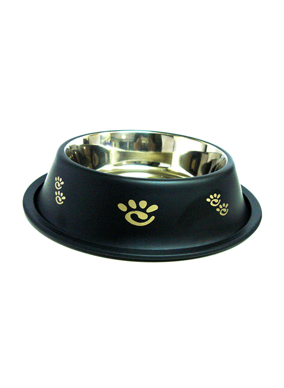 Raintech Stainless Steel Antiskid designer colored Dog Bowl, 20.5cm, Black