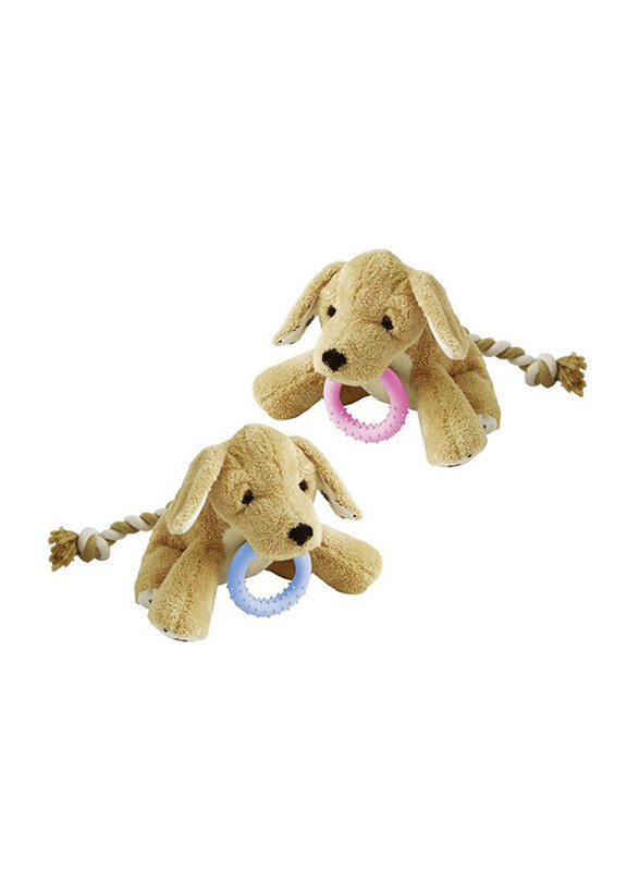 

Karlie Basti Plush Puppy Toy Teething Ring, Blue/Pink