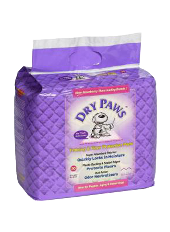 Midwest Dry Paws Training and Floor Protection Pads for Dogs, 30-Pieces, Small, Purple