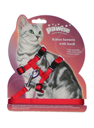 Pawise Kitten Harness with 1.2 Meter Leash, Red/Blue