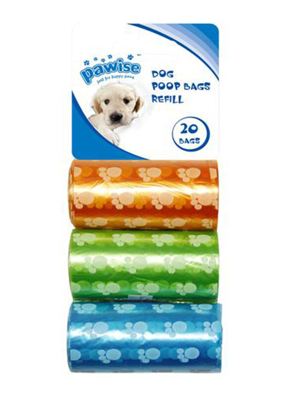 

Pawise Poop Bag Refills, 8 x 20 Sheets, Multicolour