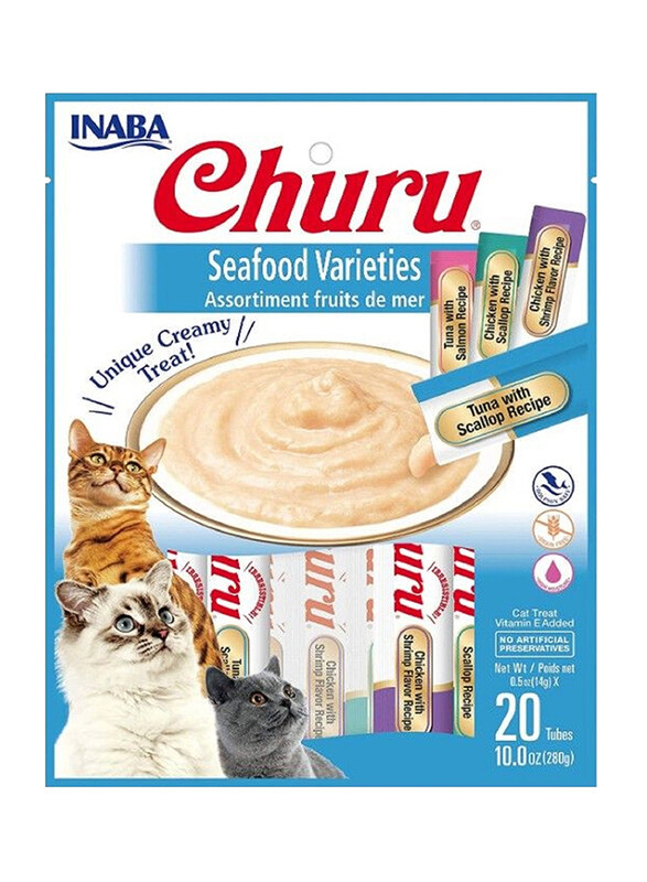 

Inaba Churu Seafood Varieties Creamy Treat Cat Wet Food, 20 x 14g