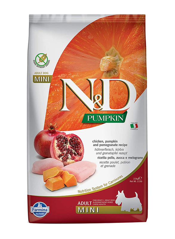 Farmina N&D Pumpkin Chicken & Pomegranate Adult Mini Dog Dry Food, 2.5Kg