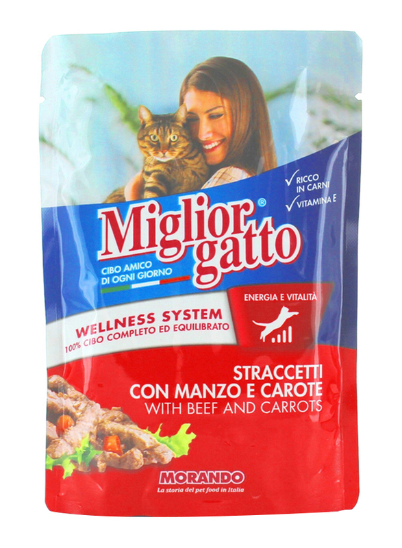 Miglior Gatto with Beef & Carrots Cat Food Pouch, 100g