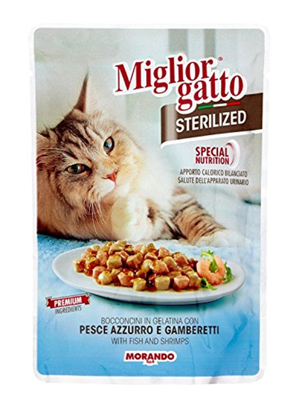 Miglior Gatto Sterilized Chunks in Jelly with Fish & Shrimps Cat Food, 85g