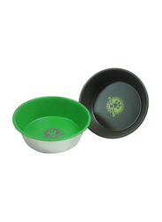 Raintech Stainless steel Special Bottom Paint & Print Feeding Dog Bowl, 2-Pieces, 21cm, Green/Black