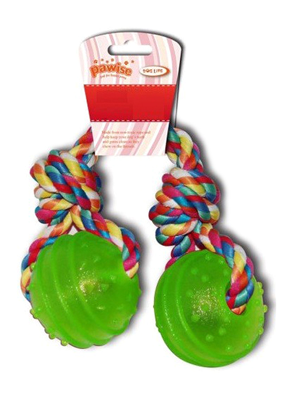 Pawise TPR 2 Balls with Rope, Multicolor