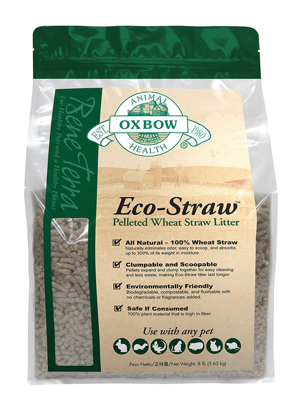 Oxbow Eco-Straw Pelleted Wheat Straw Small Animal Litter, 8 Lb, Brown