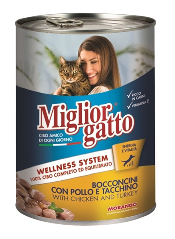 Miglior Gatto Chunks Chicken & Turkey Flavoured Wet Food for Cat, 405g