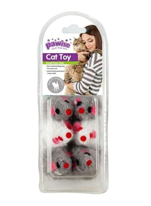 

Pawise 2” Plush Mice, 6 Piece, Grey/White