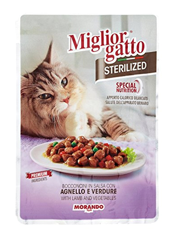 Miglior Gatto Sterilized Chunks in Sauce with Lamb & Vegetable Cat Food, 85g