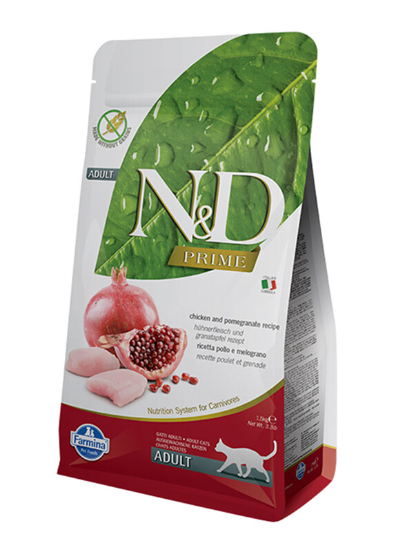 

Farmina N&D Prime Chicken and Pomegranate Flavour Dry Adult Cat Food, 300g