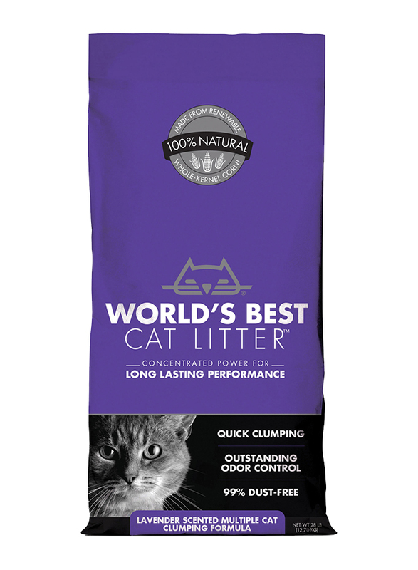 World's Best Cat Litter Scented Multiple Cat Clumping Formula Lavender Litter, 28Lbs, Purple