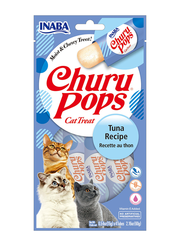 Inaba Churu Pops Tuna Recipe Treat Cat Dry Food, 4 x 15g