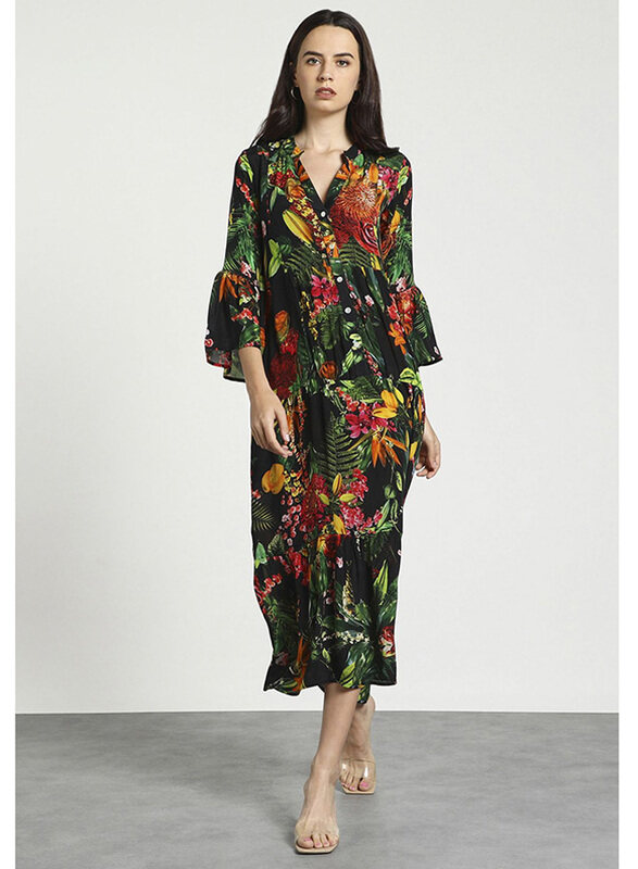 

Couture Labs Noelle Maxi Dress with Floral Print for Women, 38 EU, Black