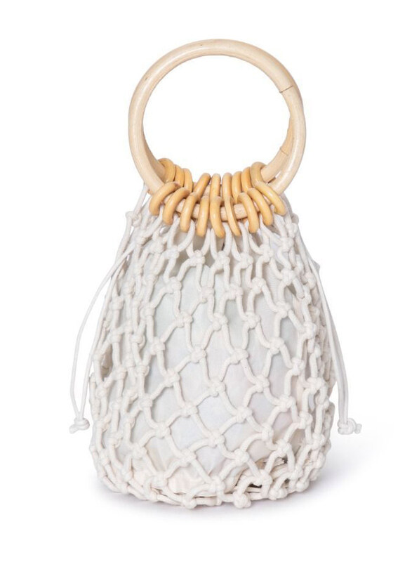 

Other Brand Couturelabs Iris Cotton & Bamboo Bucket Bag for Women, Beige/White