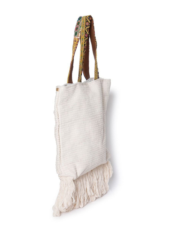 Couturelabs Isabella Large Cotton Shoulder Bag for Women, White