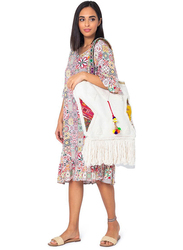 Couturelabs Isabella Large Cotton Shoulder Bag for Women, White