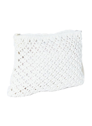 Couture Labs Sara Straw & Rattan Bohemian Pouch for Women, White