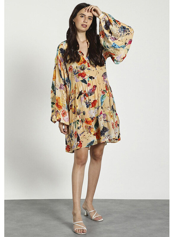 

Couture Labs Iono Short Dress with Floral Print for Women, 46 EU, Yellow