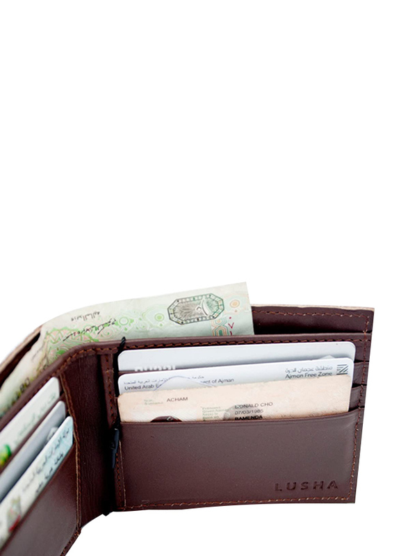 Lusha Vissi 100% Leather Bi-Fold Wallet for Men, Brown