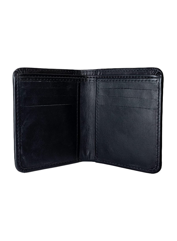 Lusha Kalon 100% Leather Bi-Fold Wallet for Men, Black