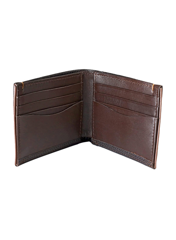 Lusha Xender 100% Leather Bi-Fold Wallet for Men, Dark Brown