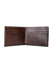 Lusha Xender 100% Leather Bi-Fold Wallet for Men, Dark Brown