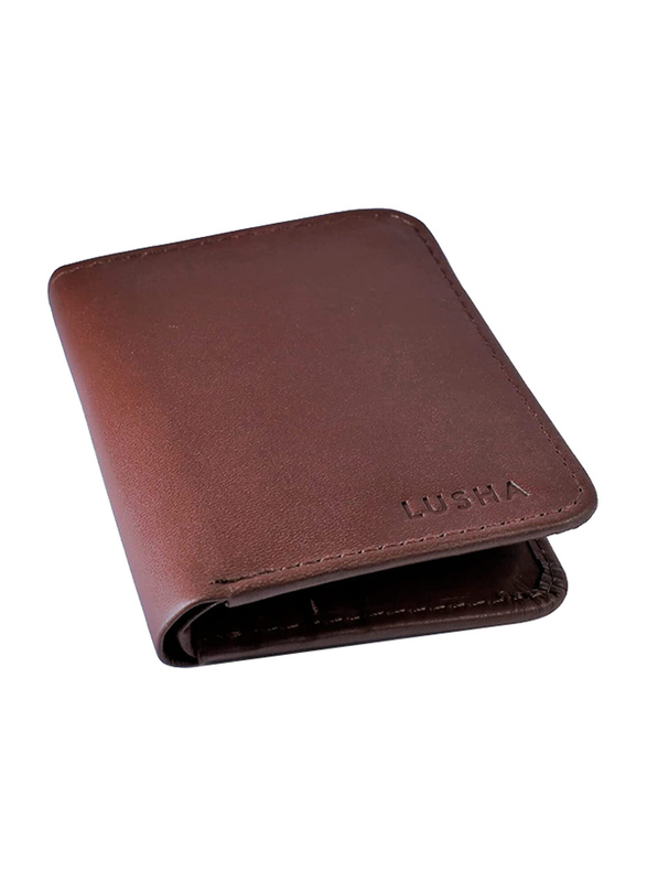 Lusha Kalon 100% Leather Bi-Fold Wallet for Men, Brown
