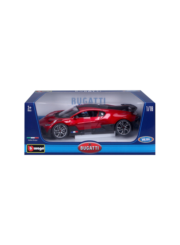 Bburago Bugatti Divo Diecast Model Car, Ages 3+, Matte Red/Black