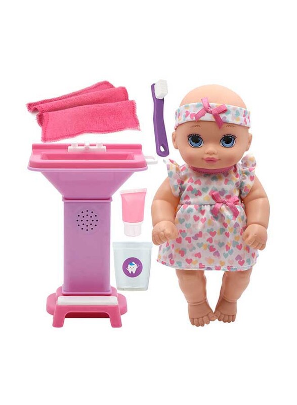 Baby Maziuna Little Darlings Brush & Clean 10" Doll with Accessories, 9-Piece, For Ages, 2+ Years