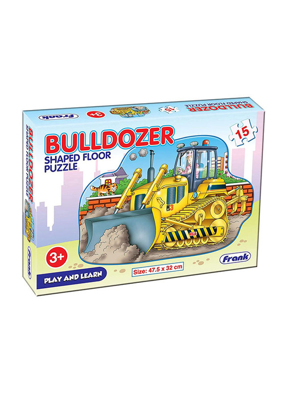 Frank Puzzle Bulldozer Shaped Floor Puzzles, 15-Piece, Ages 3+