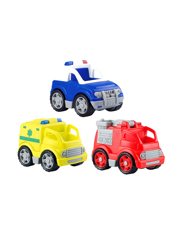 Playgo Bio-Based Plastic Sos Rescue Ambulance Fire Engine Police Car, 3 Pieces, Ages 2+