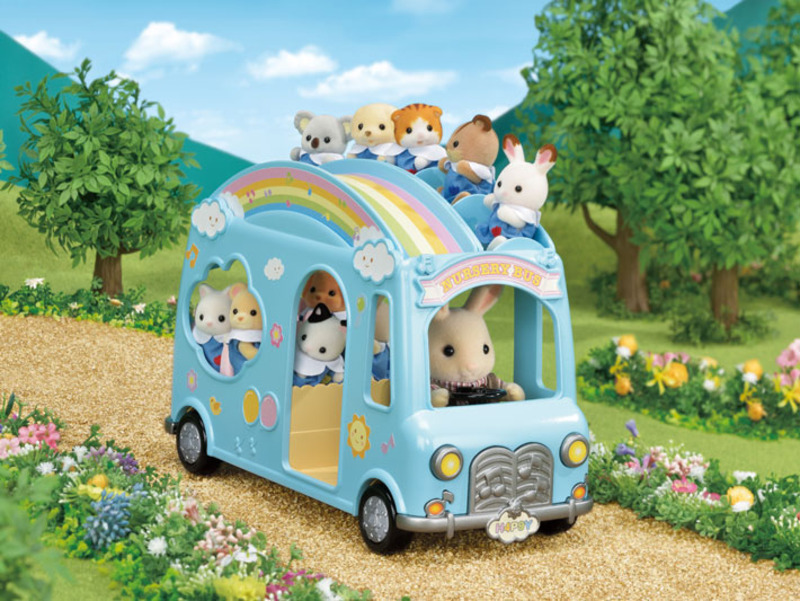 Epoch Sylvanian Family Sunshine Nursery Bus, 6 Pieces, Ages 3+, Multicolour