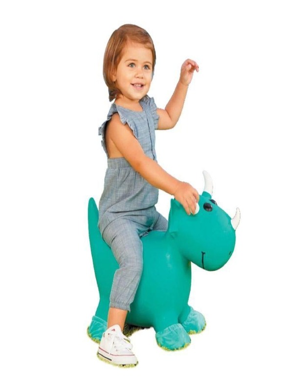 Little Tikes Dino Animal Hopper Inflatable Bouncing Jumping Toy with Handle, Ages 2+, Blue/White