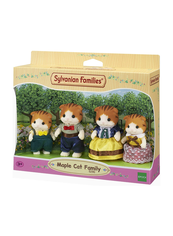 Sylvanian Family Maple Cat Family, 4 Pieces, Ages 3+, Multicolour