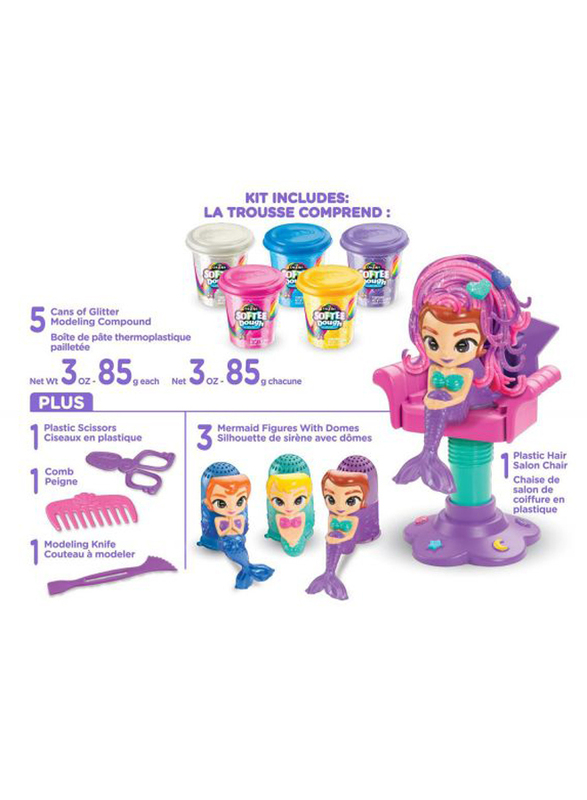 Cra-Z-Art Softee Dough Sparkling Mermaid Stylin’ Salon, 12 Pieces, Ages 3+