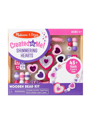 Melissa & Doug Shimmering Hearts Wooden Bead Set, Ages 4+