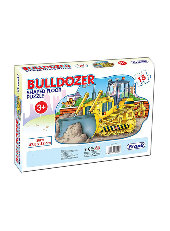 Frank Puzzle Bulldozer Shaped Floor Puzzles, 15-Piece, Ages 3+