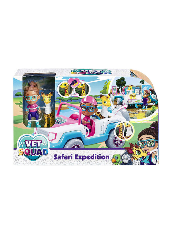 

Vet Squad Yara & 4x4 Safari Expedition 3 inch Articulated Vet Figure with Vehicle and Pet Accessories, Ages 4+