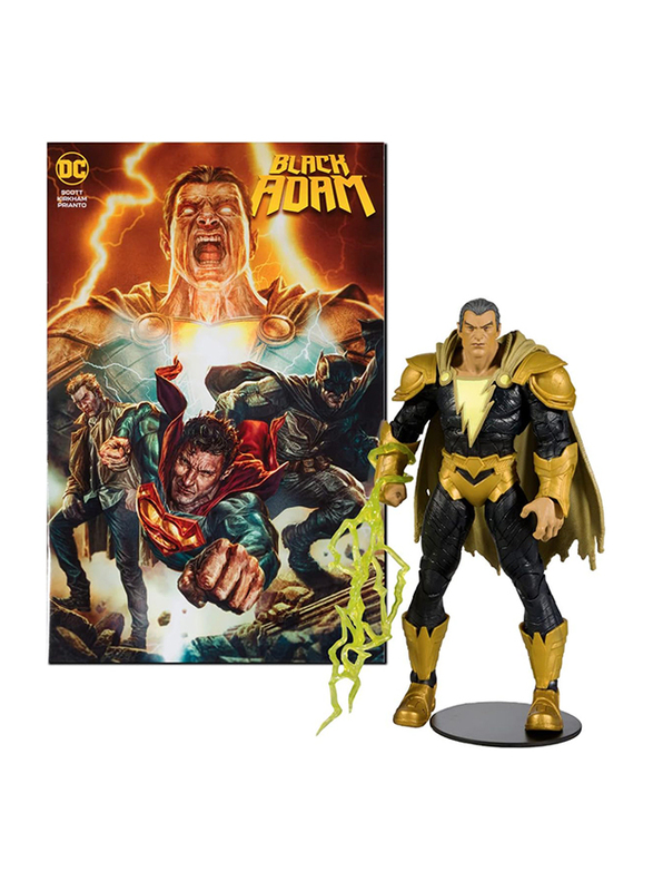 DC Comics Direct 7 Inch Figure With Comic Black Adam Line Art Variant (Gold Label), Ages 12+