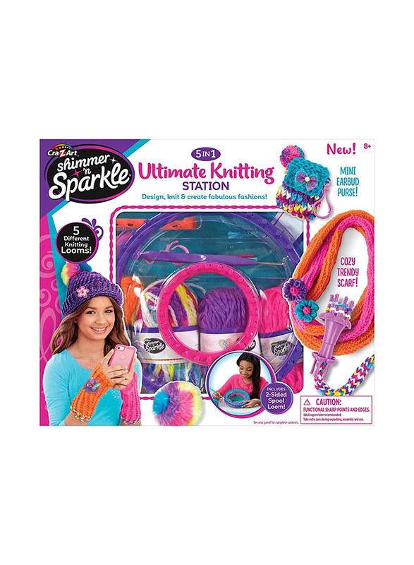 Crazart Shimmer 'N Sparkle 2-in-1 Kint & Crochet Creations Studio, Ages 8+, Multicolour