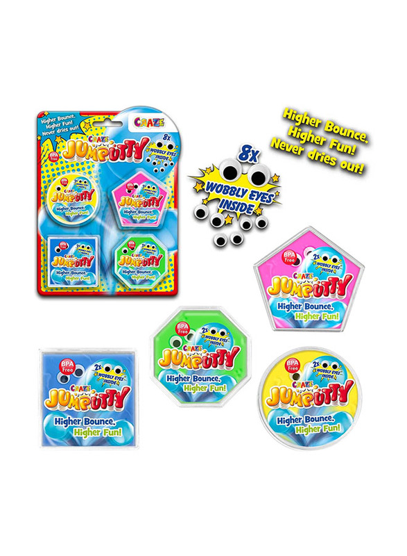 Jumputty Blister Putty Childrens Party Bag Jumping clay, 4 Pieces, Ages 3+