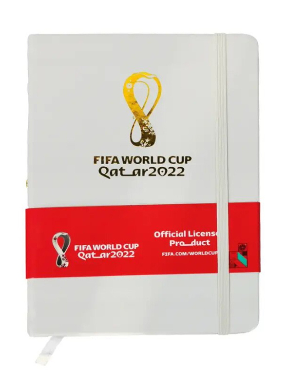 FIFA 2022 Emblem-S Pu Leather Notebook with Elastic Closer, A5 Size, White
