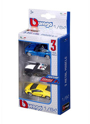 Bburago 1/64 Scale Die-Cast Model Car Assorted Pack, 3-Piece, For Ages 3+