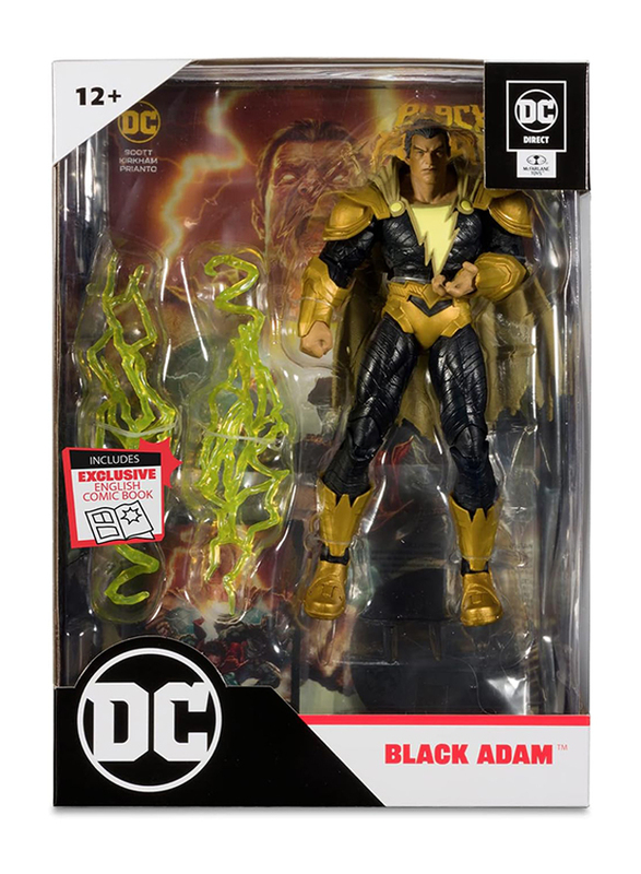 DC Comics Direct 7 Inch Figure With Comic Black Adam Line Art Variant (Gold Label), Ages 12+