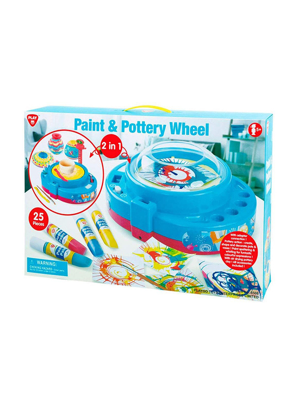 Playgo B/O 2 In 1 Paint & Pottery Wheel, 25 Pieces, Ages 5+