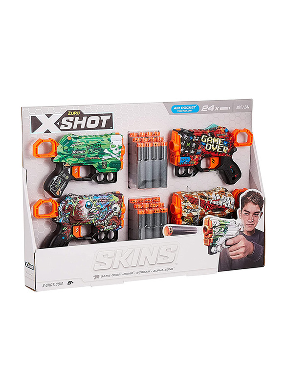 X Shot Skins Menace Dart Blaster Gun, 28 Pieces, Ages 8+